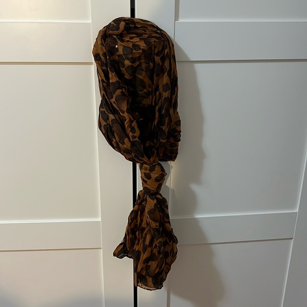 Brown and Black Cheetah Print Scarf